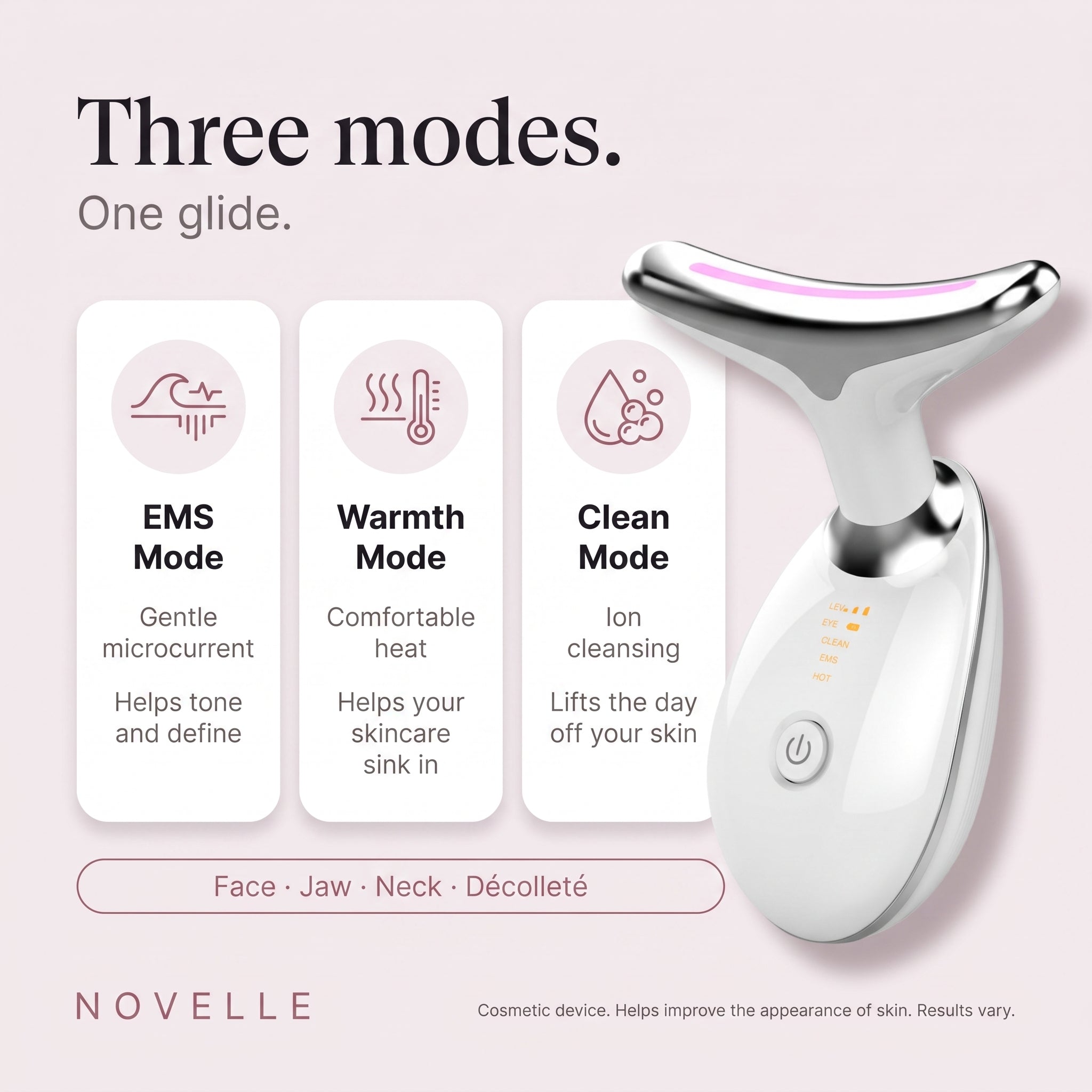 EMS Anti Wrinkle Face & Neck Massager with LED | Novelle